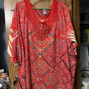 Catherines Vibrant Red and Orange Women's Tunic